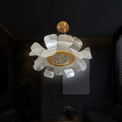 Golden Flower Petal 3 Color Chandelier Light