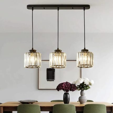 Modern 3 hold Clear K9 Crystal Straight Bar Chandelier
