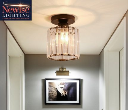 Flush Round Black crystal pendant light