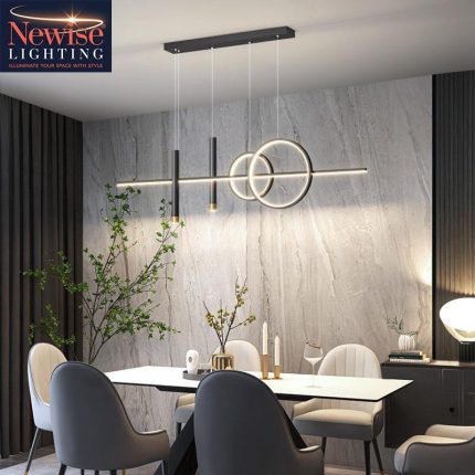 Modern Black linear Led Dining Chandelier
