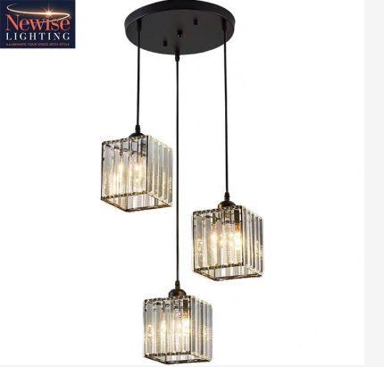 3 hold Square Black Crystal Chandelier