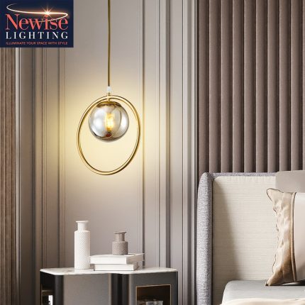 Gold Ring Amber Pendant Light