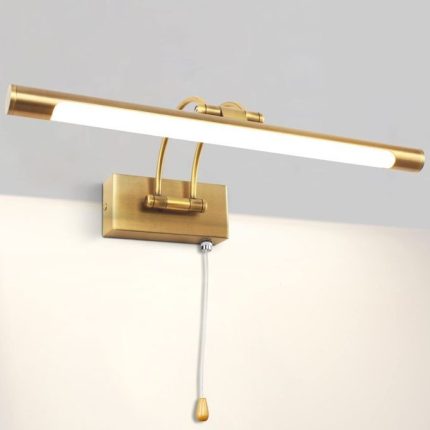 Wired Gold LED Mirror Light With Pull Switch