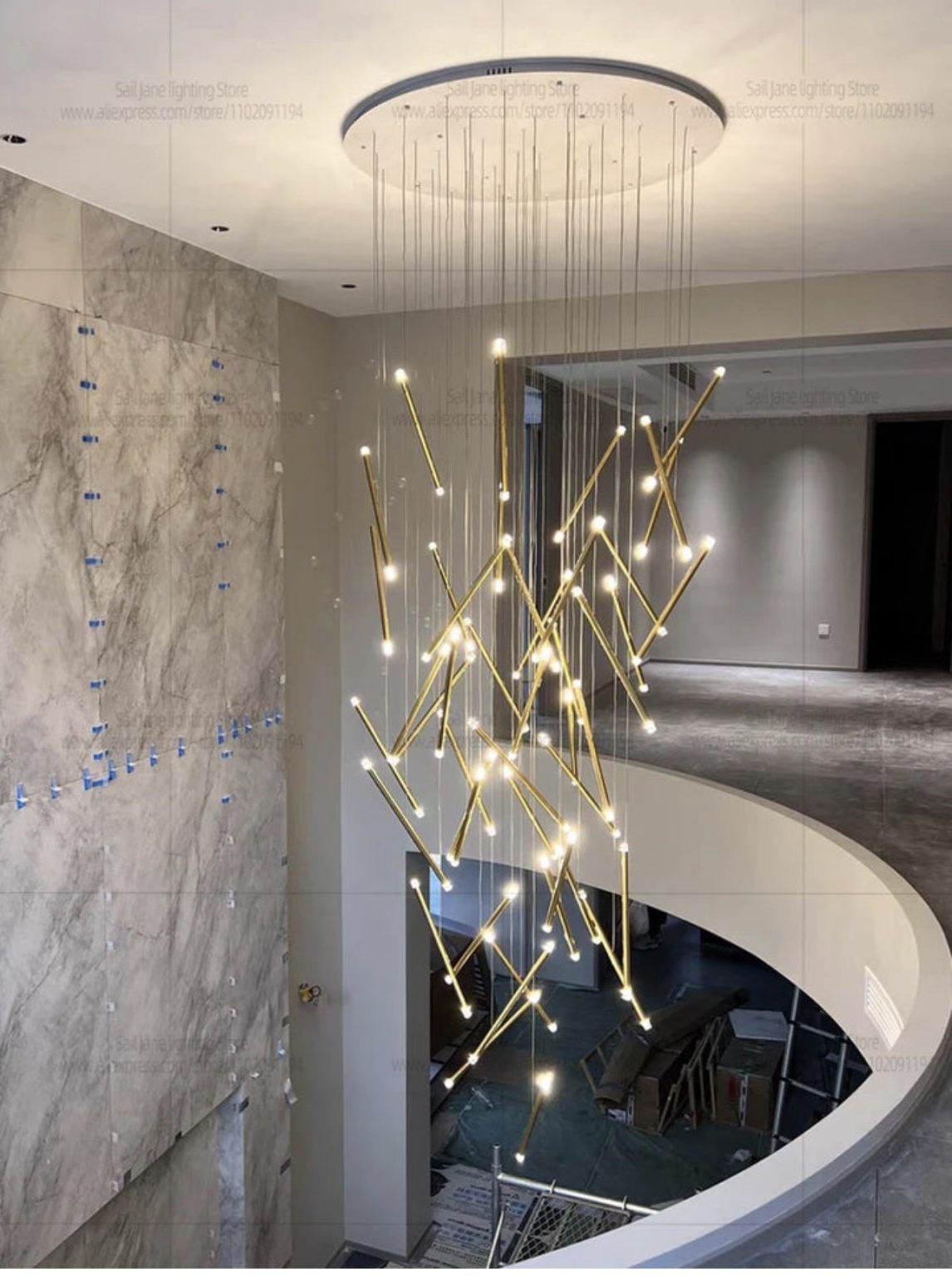 Snakelights Tilted Stick Staircase Chandeliers – Newise Lighting