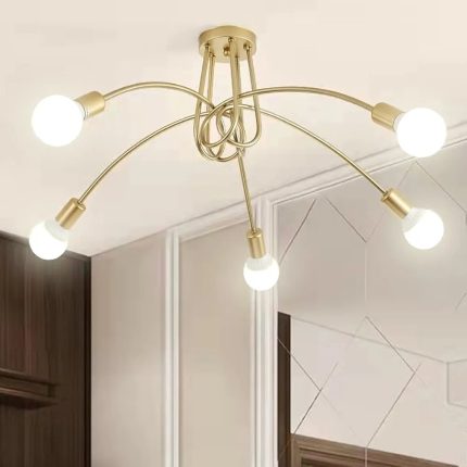5 bulbs Gold Retro Chandelier