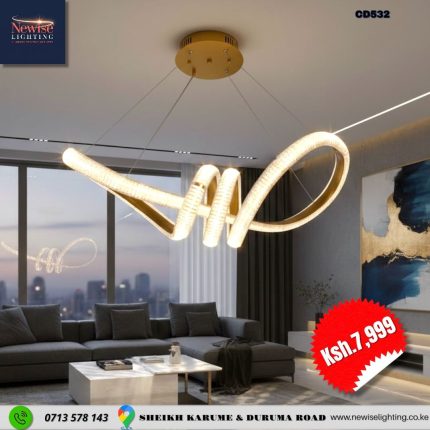 Spiral Crystal Tri-Color Chandelier