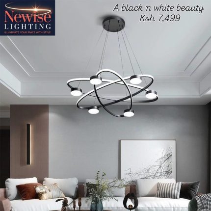 Black and White Tri-Color Led Chandelier