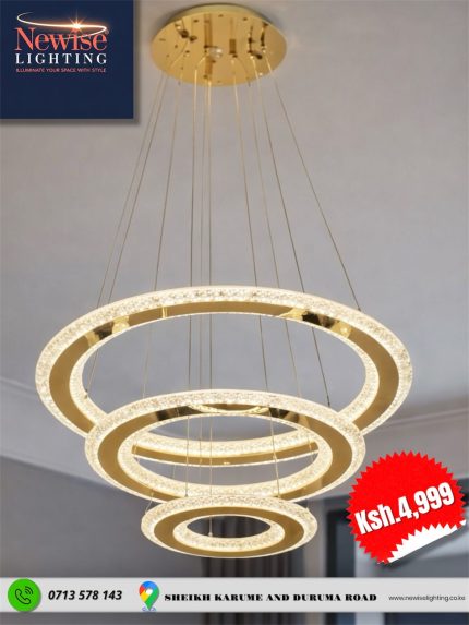 3 Layer Acrylic Round Pendant Chandelier- Gold