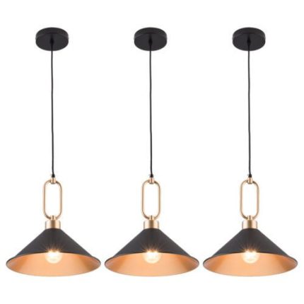 Rustic Black and Gold Plate Pendant Light
