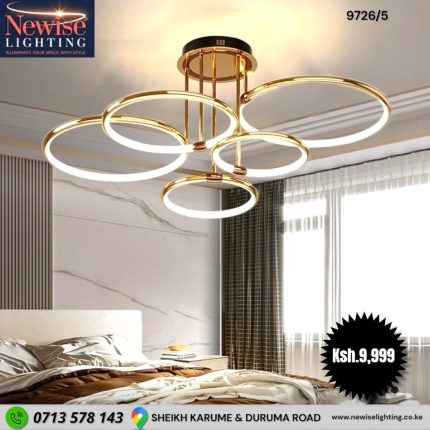 5 Light Gold Body Modern LED Ring Chandelier - Gold