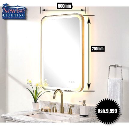 Rectangular Bathroom Mirror Illuminated Vanity Makeup Wall Touch - Gold