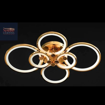 6 Head Circle Led Modern Flush Mount Ceiling Lamp Chandelier -Gold