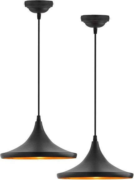 Black flat hat pendant light