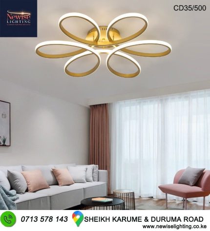 50cm Flowered Gold Tri-color led Chandelier