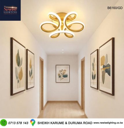 30cm Flowered Gold Tri-color Led Ceiling Light and Wall Light