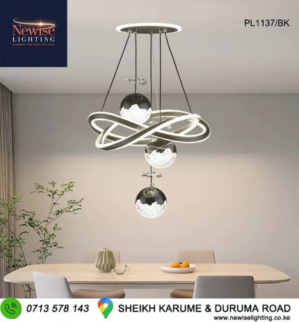 Stylish Tri-color Led chandelier- Black